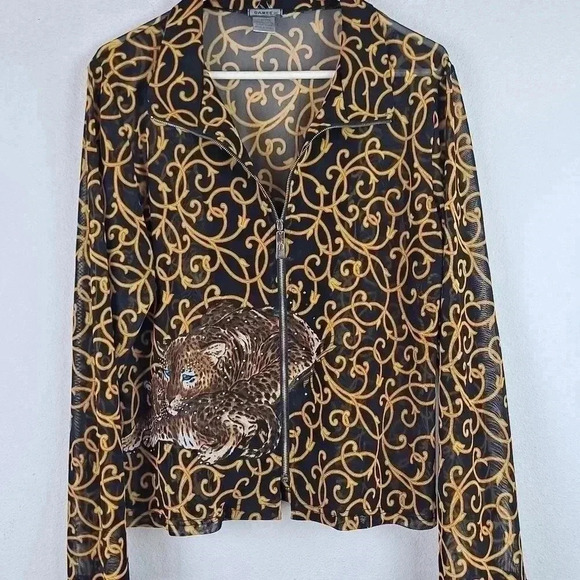 Damee Sheer Full Zip Top EUC - Picture 1 of 10